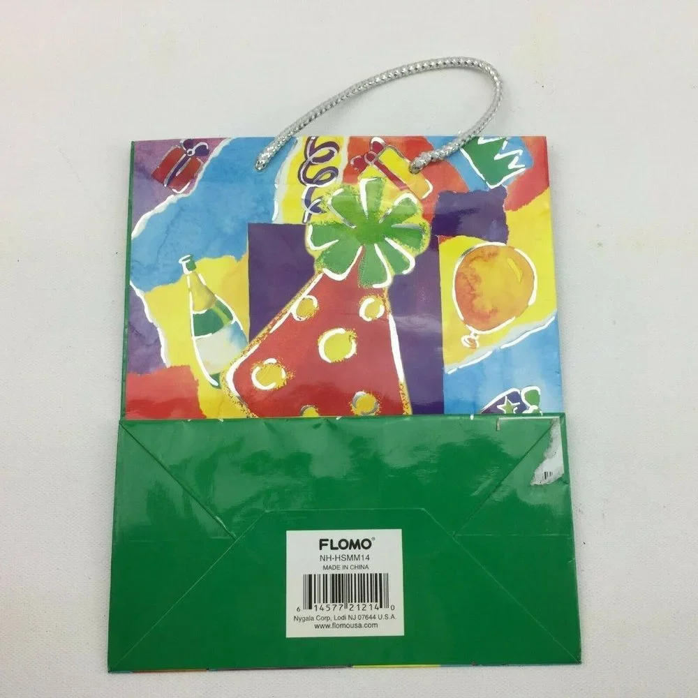 Birthday Present Wrapping Gift Bags Solid Color Lot Party Supply 9 Count